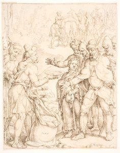 El hallazgo de la copa del faraón en el saco de Benjamín de Maarten van Heemskerck