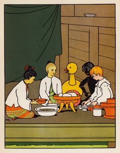 "Arroz del mediodía" (litografía en color) de Mabel Dearmer