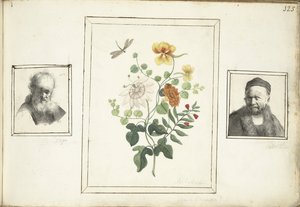 Naturaleza muerta con flores, cabeza y busto de hombre de Machtelt Moninckx