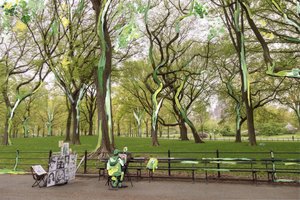 Central Park, 2019 (pintura acrílica sobre impresión de pigmento de archivo)