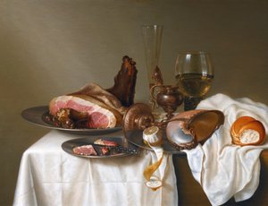 Bodegón con jamón y copa Nautilus