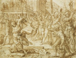 El apedreamiento de los ancianos, de la historia de Susana, 1562