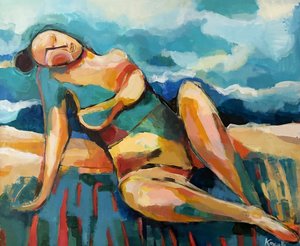 Mujer tomando el sol (abstracto) de Magdalena  Krzak