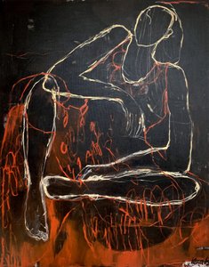 Silueta de una figura contemplativa