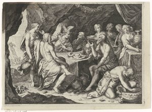 Escena de las Metamorfosis de Ovidio: una comida en una cueva