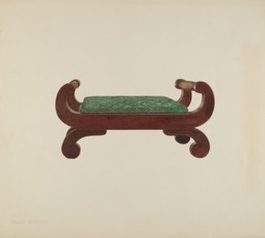 Taburete - Caoba con cubierta de pelo de caballo, c. 1939