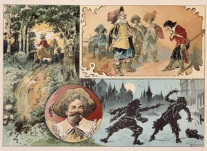 Cyrano de Bergerac, ilustración de la novela de Cyrano de Bergerac: "El otro mundo" de Henri Maigrot