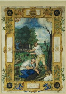 Página del calendario para noviembre, tala de árboles, de un libro de horas, c.1550-60 de Maitre des Heures de Claude Gouffier