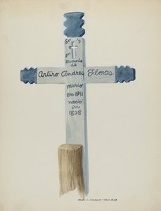 Cruz de madera hecha y pintada a mano - Lápida, c. 1937 de Majel G. Claflin