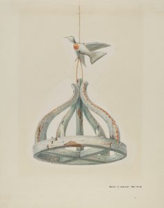 Candelabro de madera pintado con paloma, c. 1937
