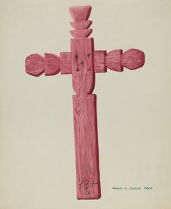 Cruz de madera roja usada como lápida, c. 1937 de Majel G. Claflin