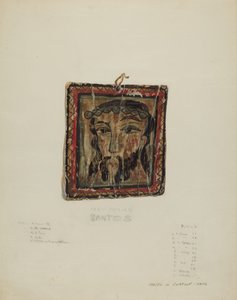 Pequeña cabeza de Cristo - Retablo, c. 1940 de Majel G. Claflin