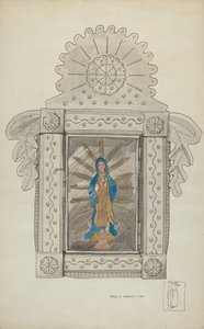 Nicho de estaño con Guadalupe Bulto, c. 1936 de Majel G. Claflin