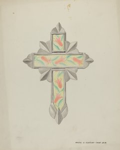 Cruz de estaño y papel pintado, c. 1937 de Majel G. Claflin