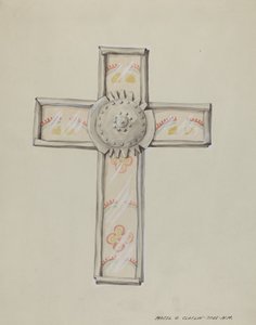 Cruz de estaño y papel tapiz, c. 1937 de Majel G. Claflin