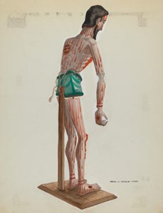 Cristo de madera, vista lateral pintada, c. 1937
