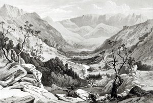 Vista entre Senafe y Rahaguddy grabada por James Ferguson de Major A.G.F. Hogg
