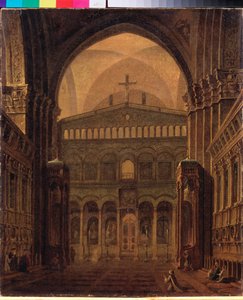 Interior del Templo de Jerusalén - Pintura de Maxim Nikiphorovich Vorobyev (Vorobiev) (1787-1855), óleo sobre lienzo de Maksim Nikiforovich Vorobiev