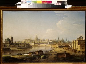 Vista del Kremlin y el orfanato de Moscú. Pintura de Maxim (Maksim) Nikiphorovich Vorobyev (Vorobiev) (1787-1855), óleo sobre lienzo de Maksim Nikiforovich Vorobiev