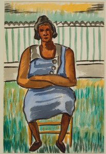 Figura sentada, c.1934 (acuarela sobre papel) de Malvin Gray Johnson