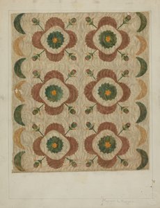 Cubrecama de Apliqué y Acolchado, 1935-1942 de Manuel G. Runyan