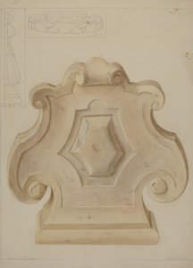 Ornamento de mármol de la parte superior de la chimenea, c. 1937