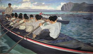Los remeros, c.1912 (óleo sobre lienzo) de Manuel Losada