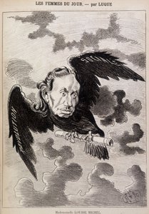 Caricatura de Louise Michel en un cuervo por Luque