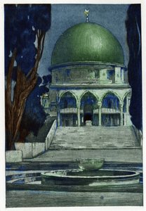 Mezquita Al-Aqsa (Al-Aqsa) en Jerusalén. Grabado por Manuel Orazzi (1860-1934), en “L