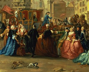 La Feria de Madrid en la Plaza de la Cebeda (óleo sobre lienzo) (detalle de 106419) de Manuel de la Cruz y Cano