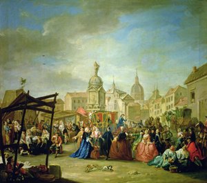 La Feria de Madrid en la Plaza de la Cebeda (óleo sobre lienzo) (ver 113060 para el detalle) de Manuel de la Cruz y Cano