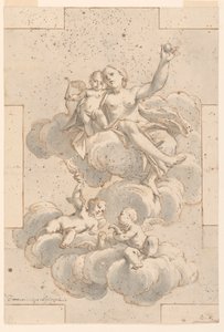 Diseño para una pintura de techo, Venus, Cupido y Putti de Marc Antonio Franceschini