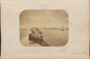 Vista general del arrecife y puerto de Pernambuco incluyendo la antigua fortaleza de Picão y parte de la ciudad