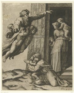 Dios se aparece a Noé después del diluvio de Marcantonio Raimondi