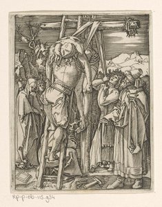 toma de cruz Pasión de Cristo (título de la serie) de Marcantonio Raimondi