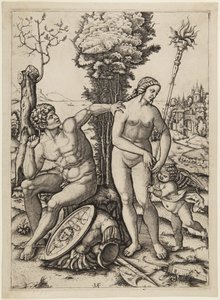 Marte, Venus y Cupido de Marcantonio Raimondi
