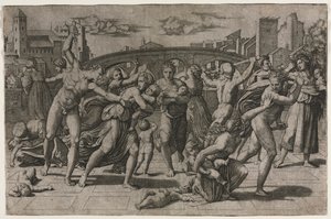 Masacre de los inocentes sin el abeto de Marcantonio Raimondi