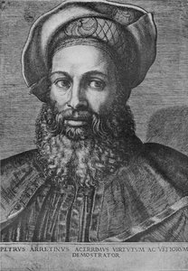 Retrato de Pietro Aretino, c. 1517 de Marcantonio Raimondi