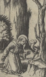 San Francisco de Asís rezando ante un crucifijo, de la serie 