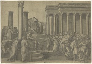 Salomón y la reina de Saba de Marcantonio Raimondi