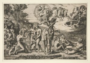 El juicio de Paris, después de Rafael, c.1510-20 de Marcantonio Raimondi