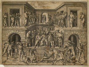 El martirio de San Lorenzo, c. 1525 de Marcantonio Raimondi