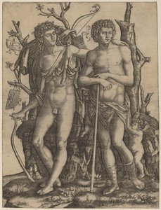 Apolo y Jacinto de Marcantonio Raimondi after Francesco Francia