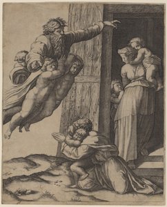 Dios Apareciendo a Noé de Marcantonio Raimondi after Raphael