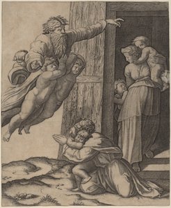 Dios Apareciendo a Noé de Marcantonio Raimondi after Raphael