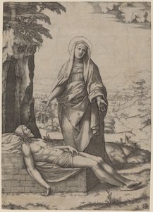 El lamento de la Virgen de Marcantonio Raimondi after Raphael