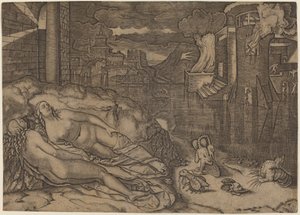 El sueño de Rafael de Marcantonio Raimondi possibly after Raphael