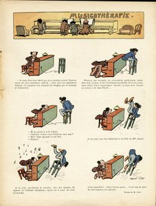 Ilustración de Marcel Capy (1865-1941) en Le Rire, 30/03/12 - Musicoterapia - Música, Piano de Marcel Amable O.L. Capy