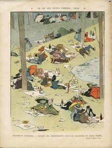 Ilustración de Marcel Capy en Le Lire, 28/05/10 - El juego de los pequeños papeles... grasos - Pasatiempos, Picnic, Gastronomía cocinero