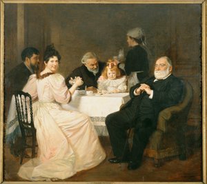 Francisque Sarcey, crítico literario, en casa de la hija de Adolphe Brisson ... (pintura sobre lienzo)